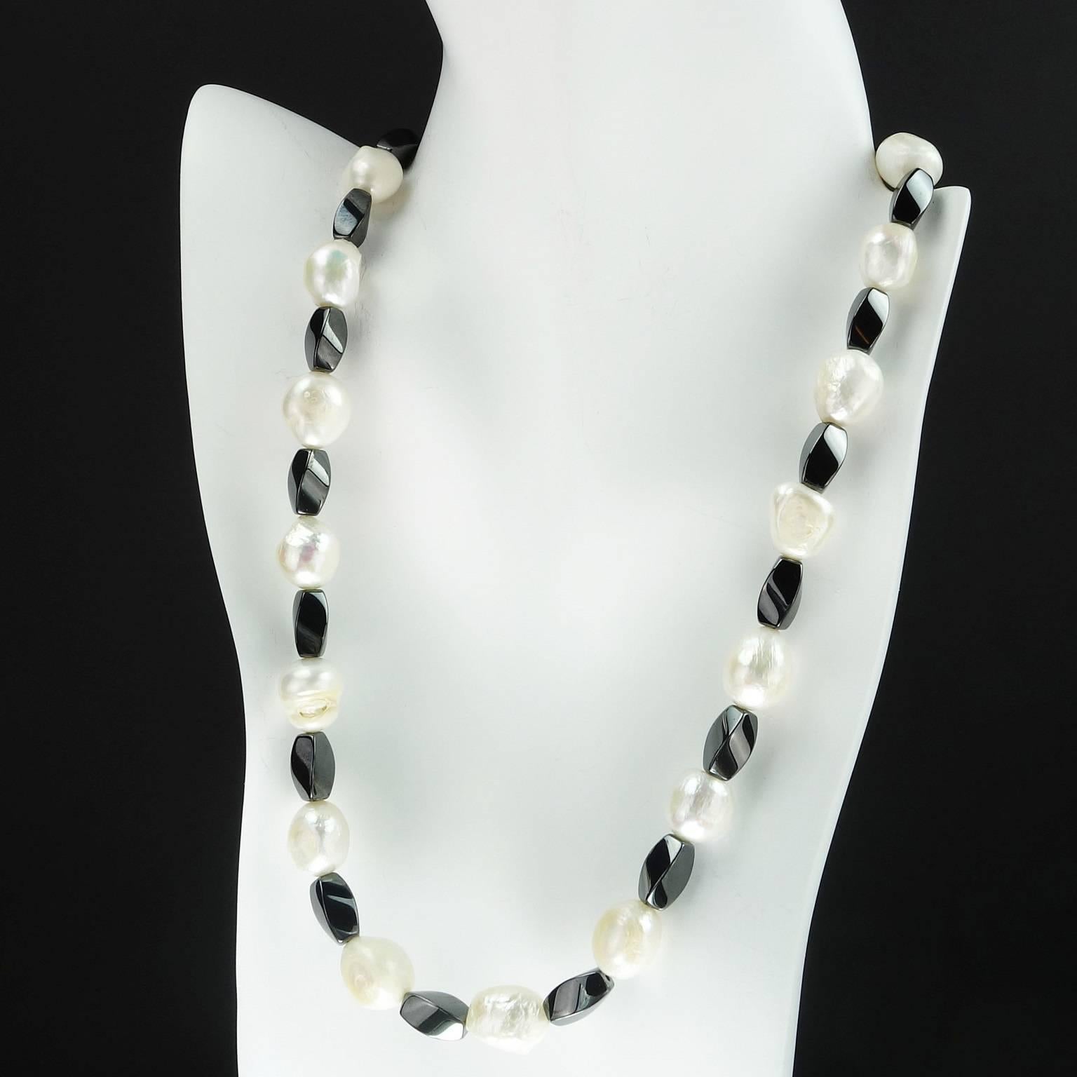 hematite and pearl necklace