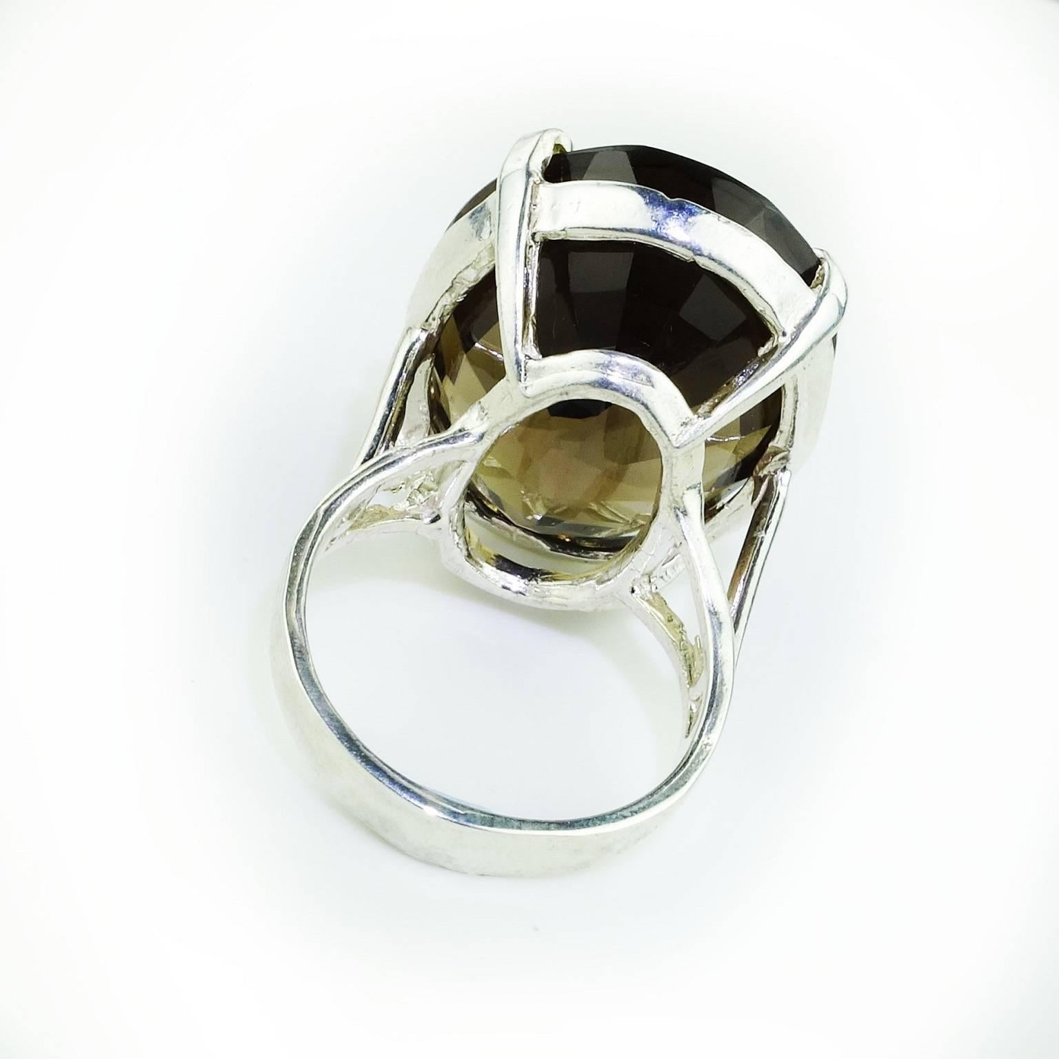 Women's Smoky Quartz and Sterling Silver Cocktail Ring