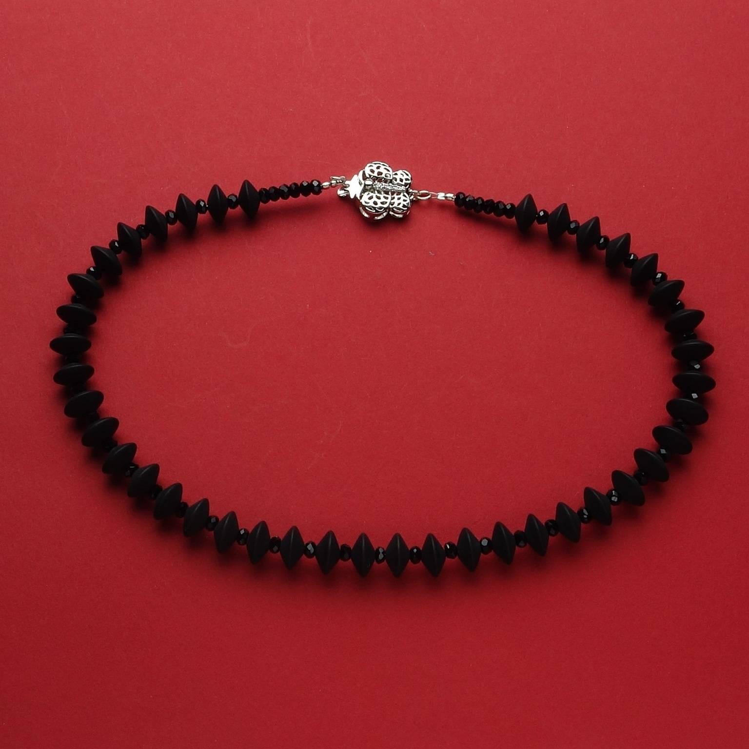 Bead AJD Black Onyx and Black Spinel Choker Necklace