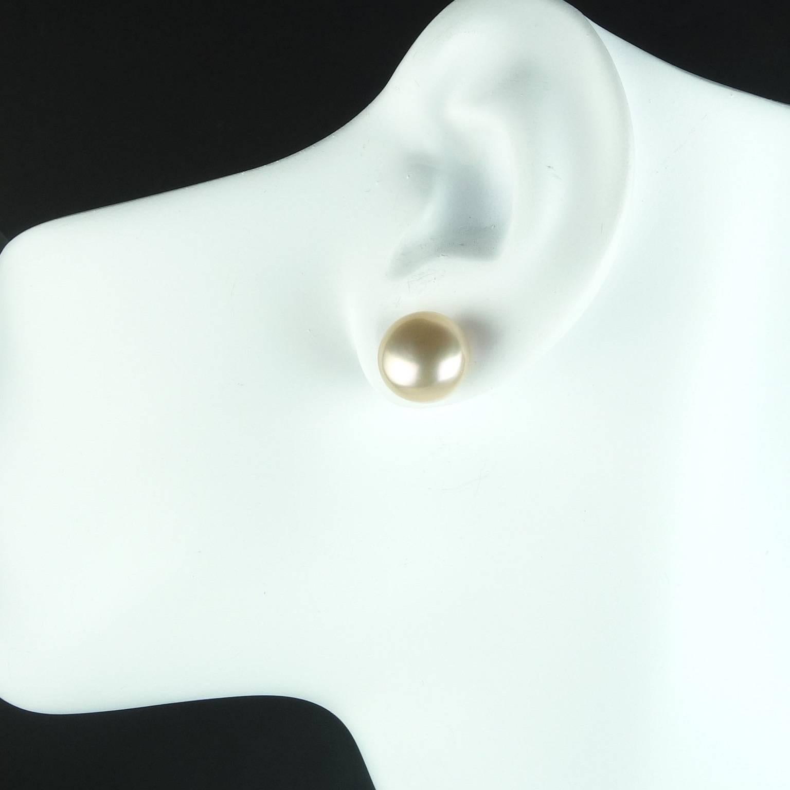 Artisan AJD Pearl Stud Earrings 11 MM 14K gold posts,  Great Gift!!