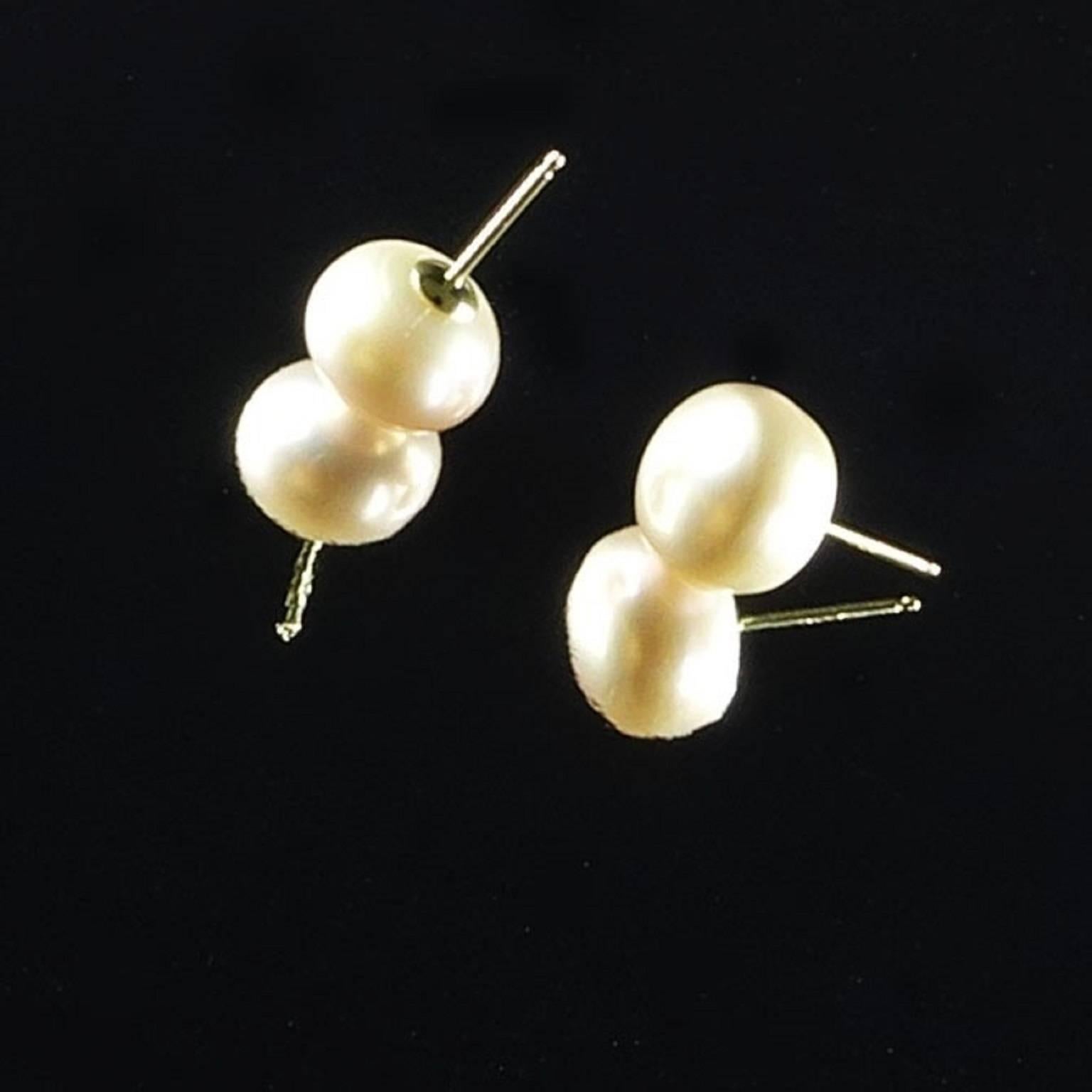 AJD Pearl Stud Earrings 11 MM 14K gold posts,  Great Gift!! In New Condition In Raleigh, NC
