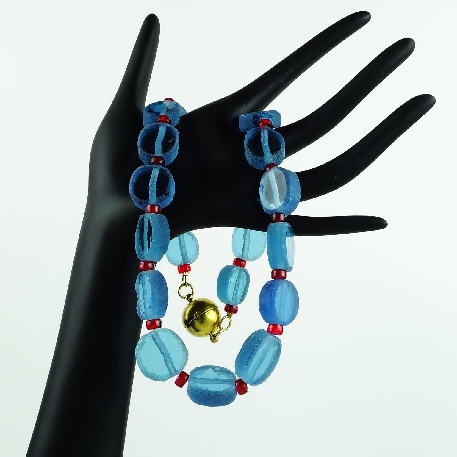 Artisan Blue Sea Glass Necklace