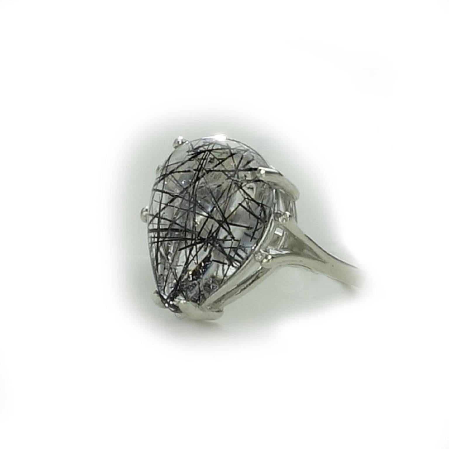 tourmalinated quartz engagement ring