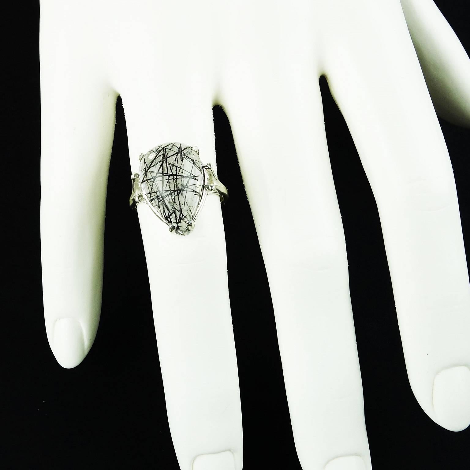 black tourmaline quartz engagement ring