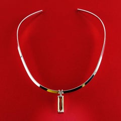 AJD Goldener Citrin in Sterling Silber Anhänger mit Halsband