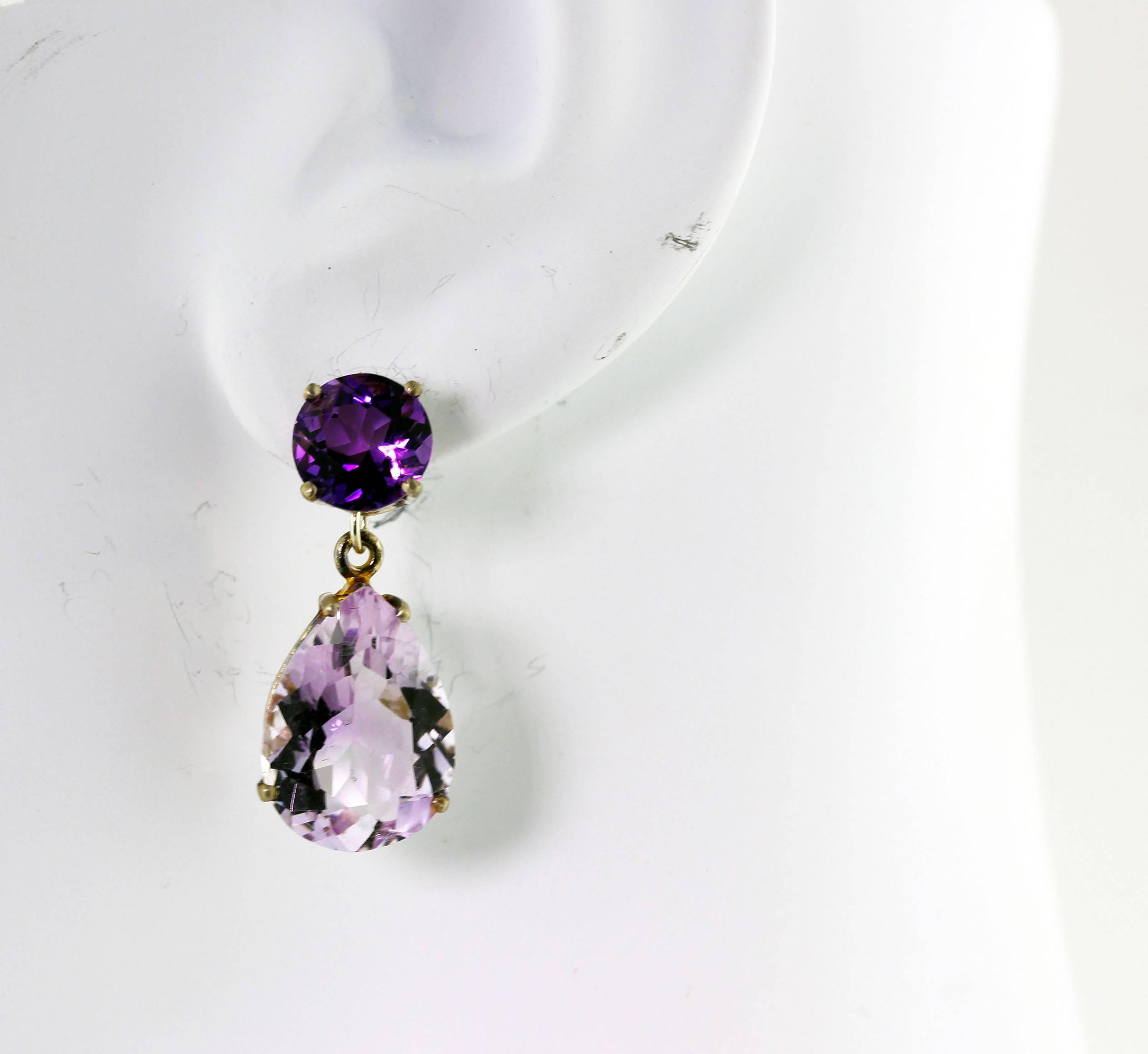 Women's Unique Amethyst and Rose of France Amethyst Sterling Silver Stud Earrings