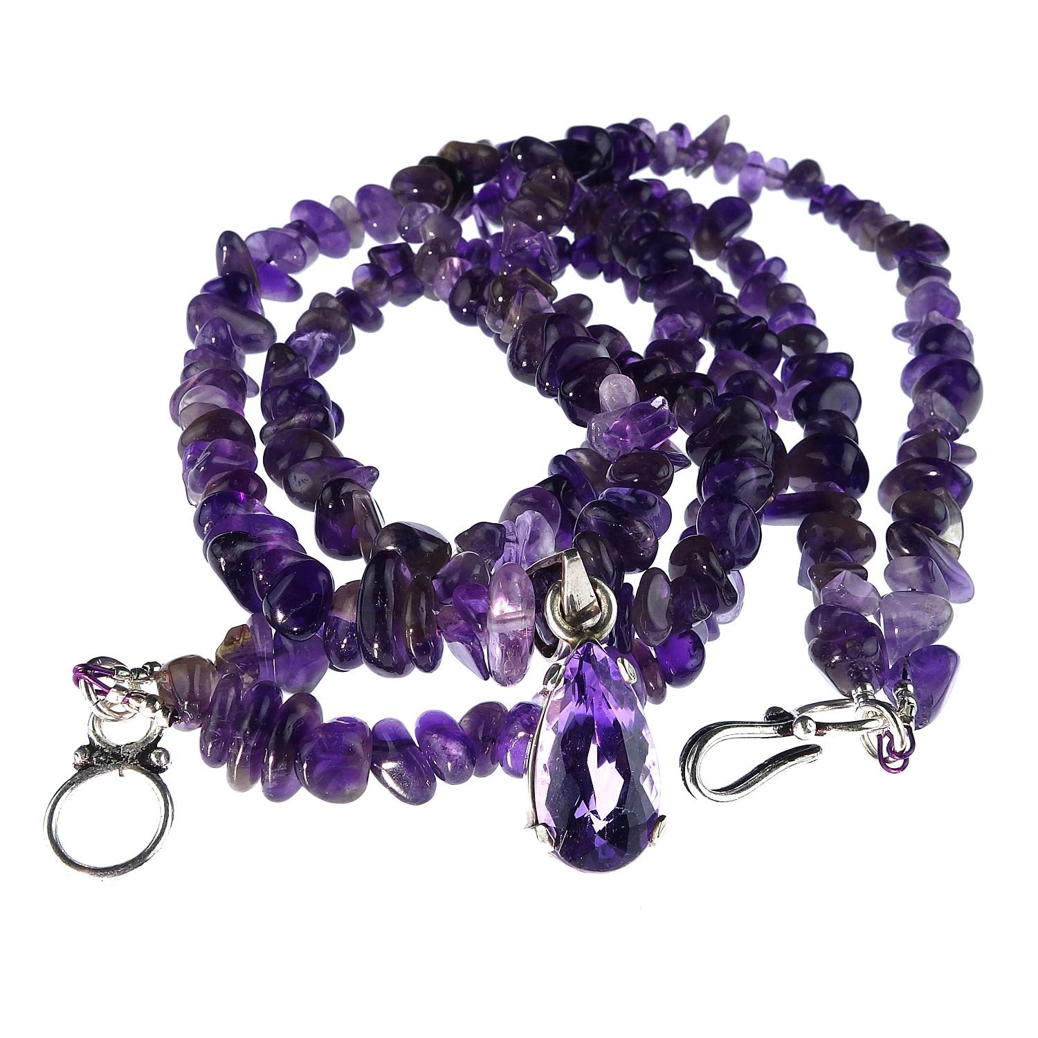 Double Strand Amethyst Necklace with Amethyst Pendant February Birthstone 1