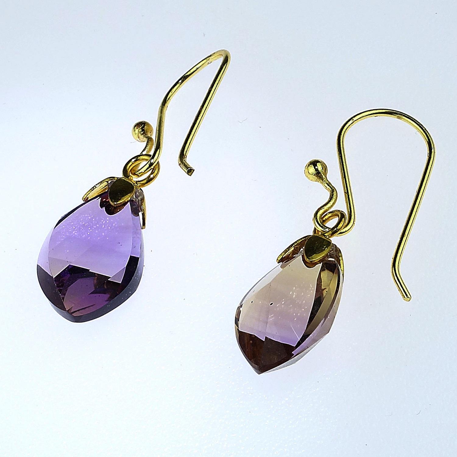 AJD Faceted Free-Form Brazilian Ametrine Earrings on French Hooks 1