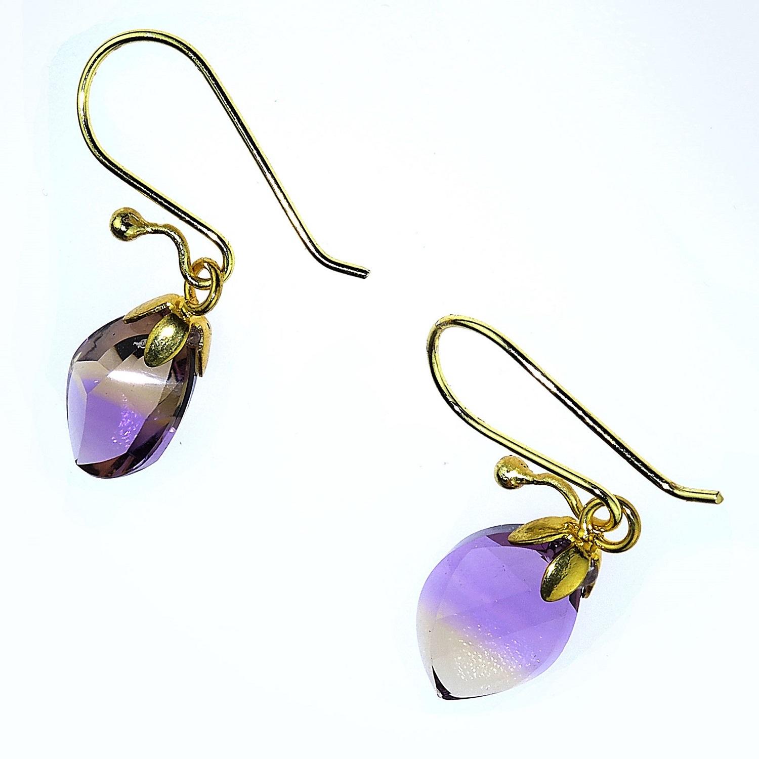 Women's AJD Faceted Free-Form Brazilian Ametrine Earrings on French Hooks