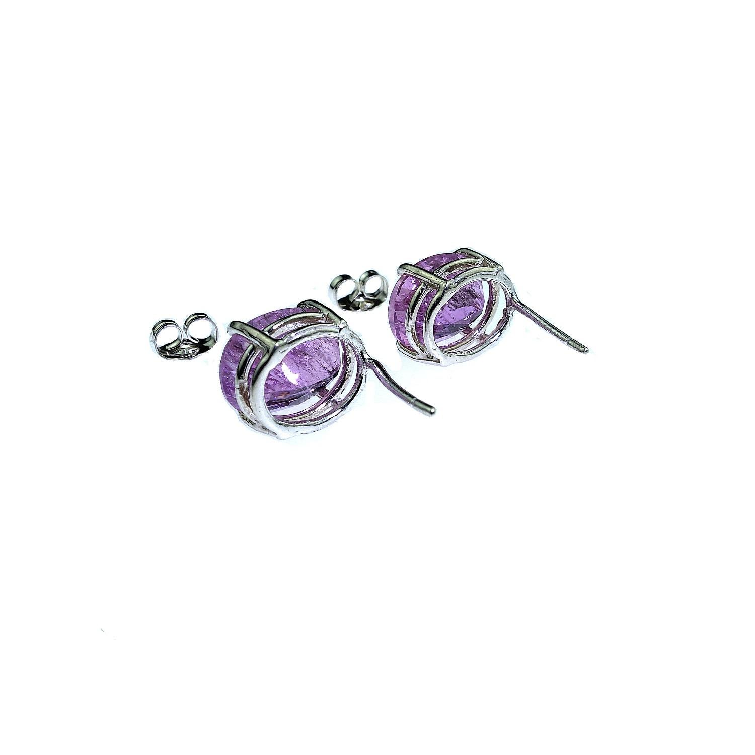 ARD Sparkling Oval Kunzite Sterling Silver Stud Earrings 1