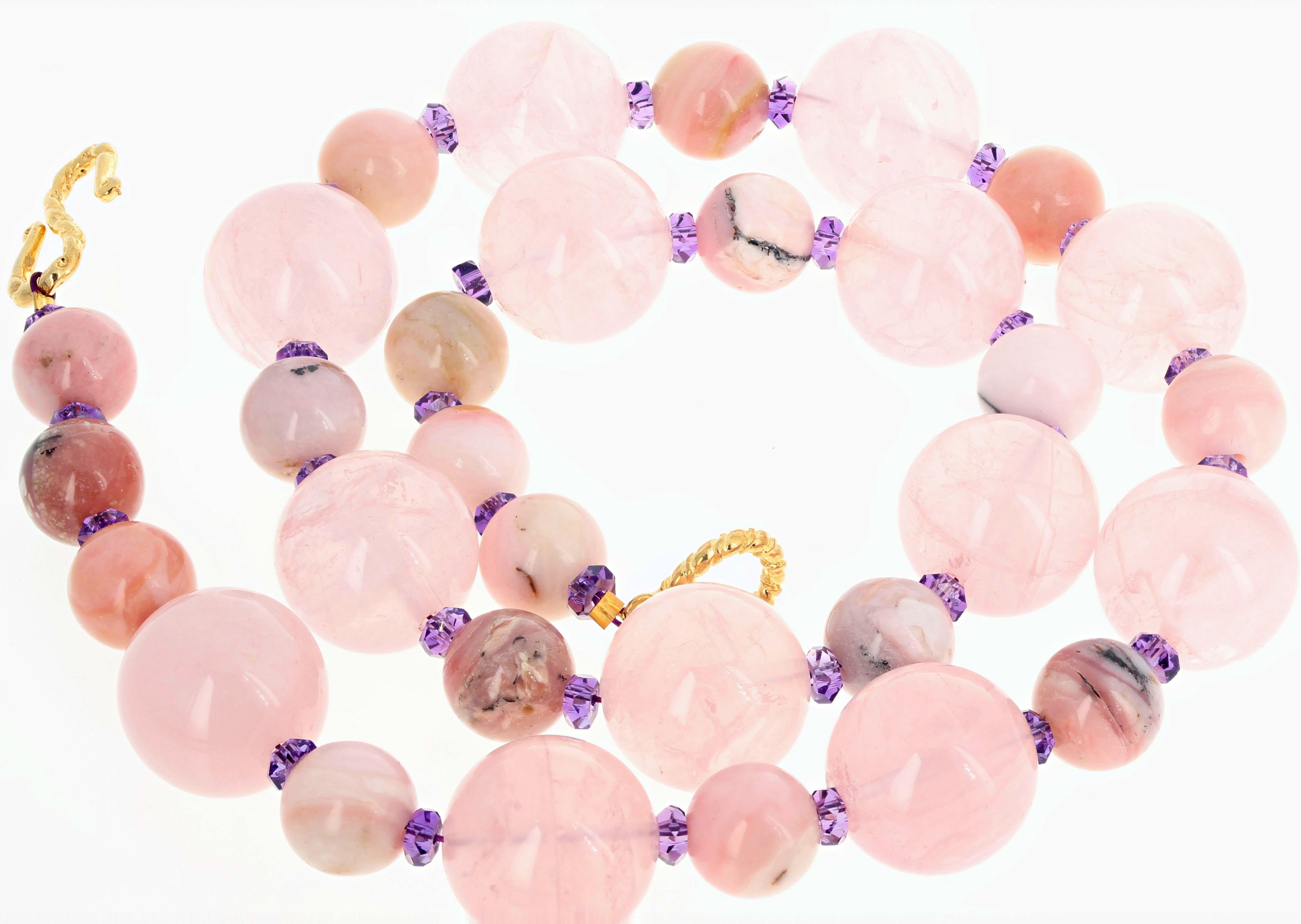 Mixed Cut AJD Elegant Glowing Real Pink Opal, Rose Quartz & Bright Amethyst 19