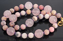 AJD Super Elegant 20.25" Amethyst, Pink Opal & Rose Quartz Necklace