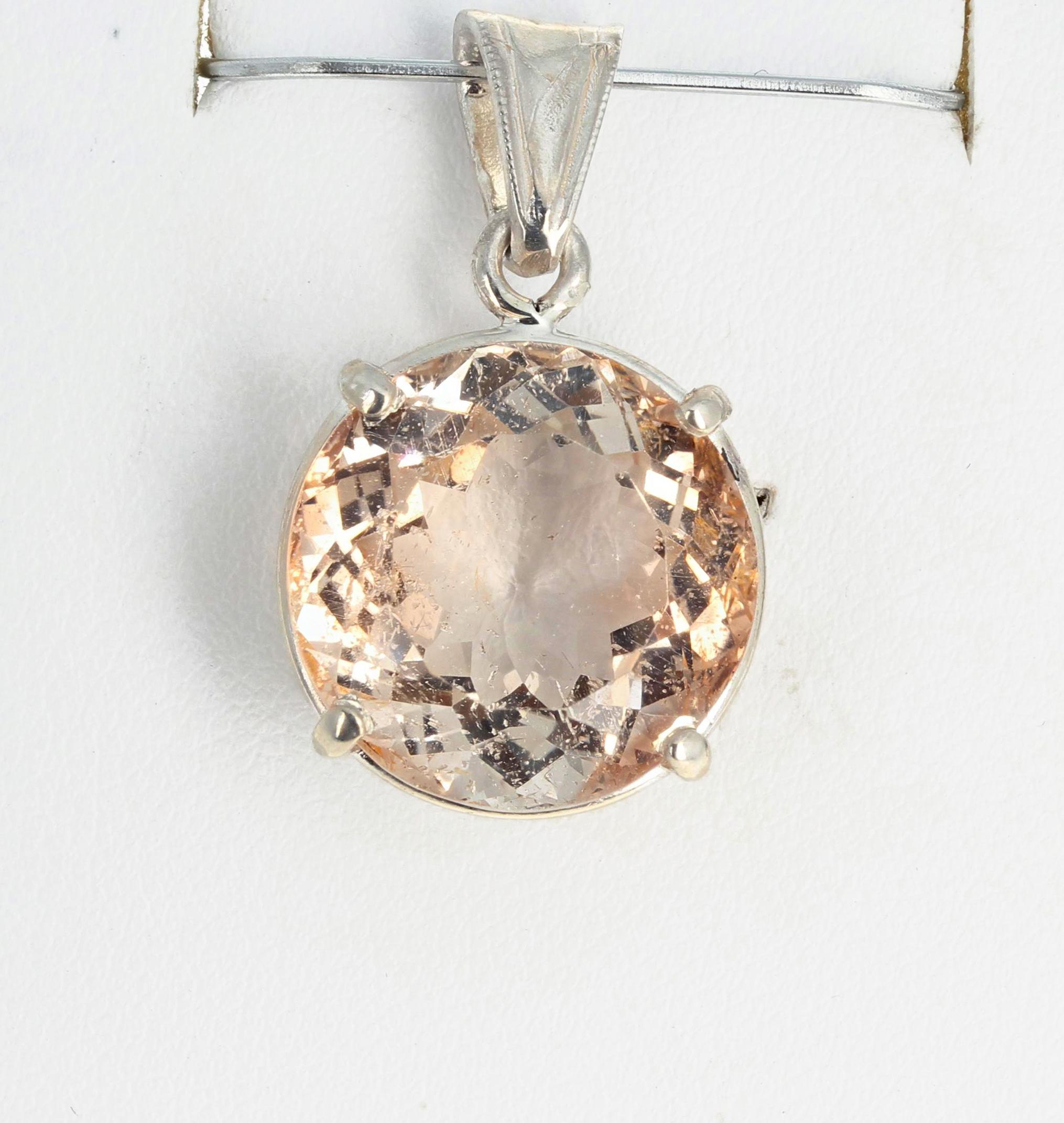Mixed Cut Gemjunky Rare Fiery 16 Cts Blush Pink Color Morganite Sterling Silver Pendant