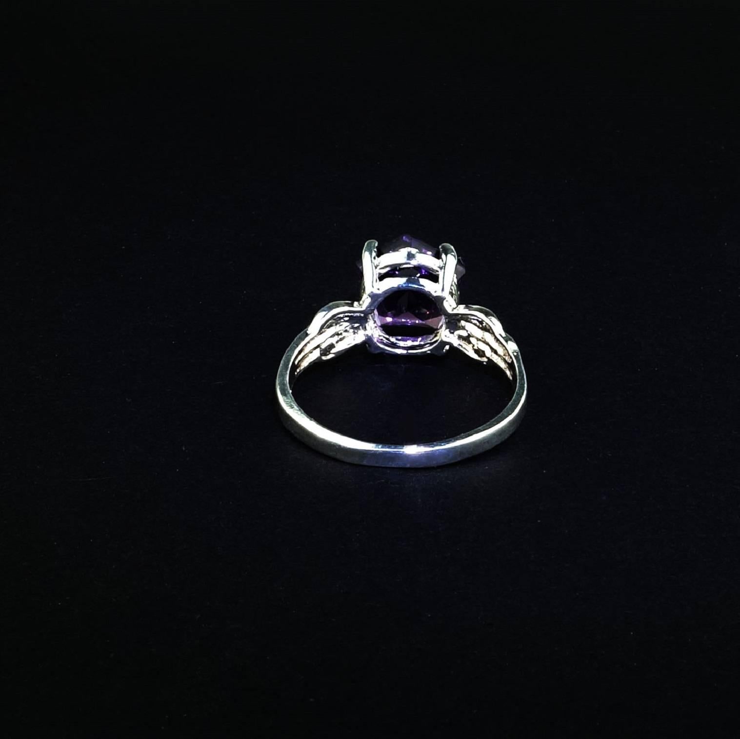 Women's or Men's Amethyst and Sterling Silver Ring  February Birthstone