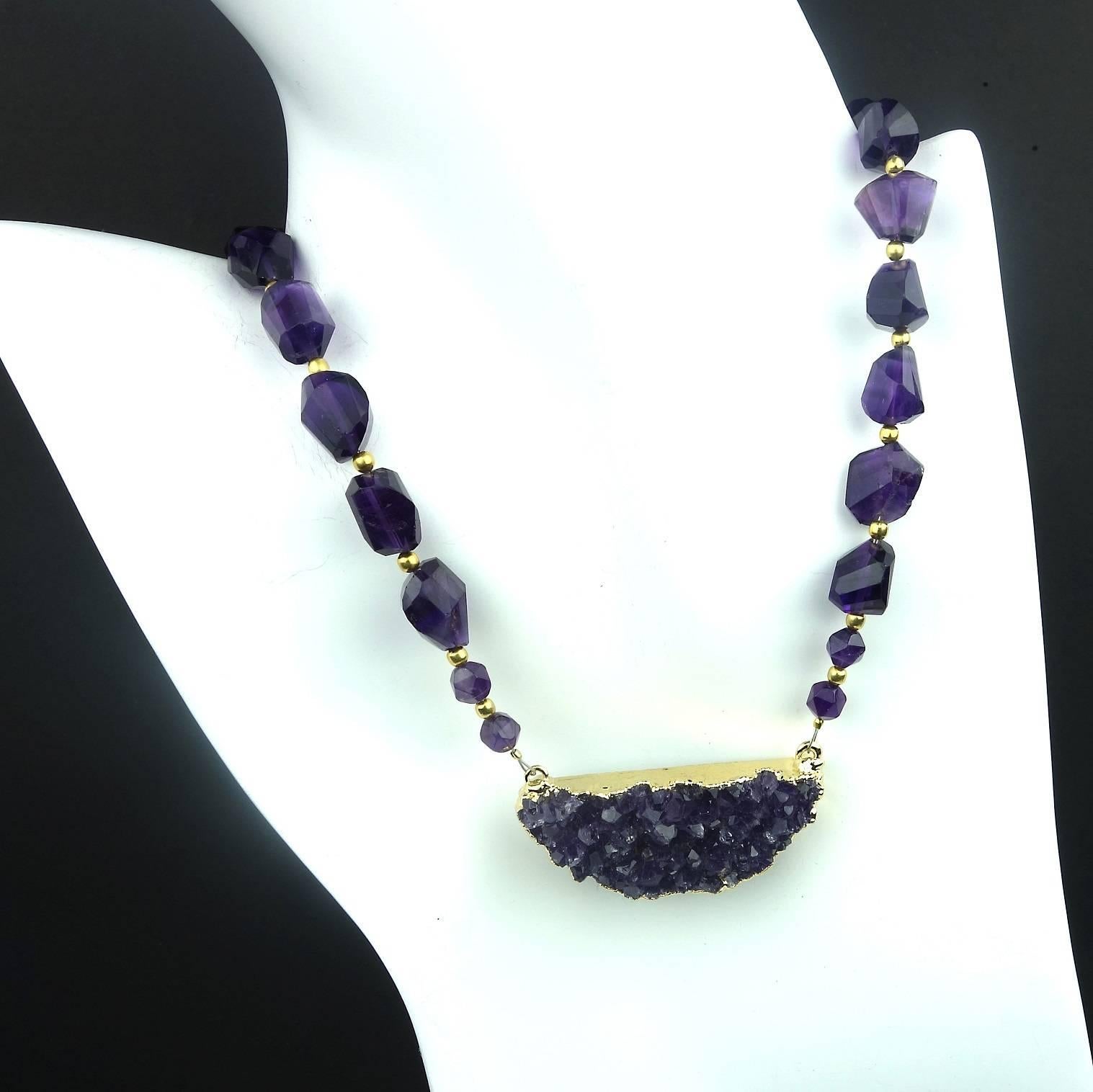 Amethyst Necklace with Amethyst Druzy  February Birthstone 2