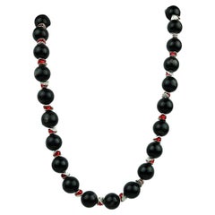 hypersthene for sale AJD 17 Inch High Society Black Hypersthene with Red Accents Necklace