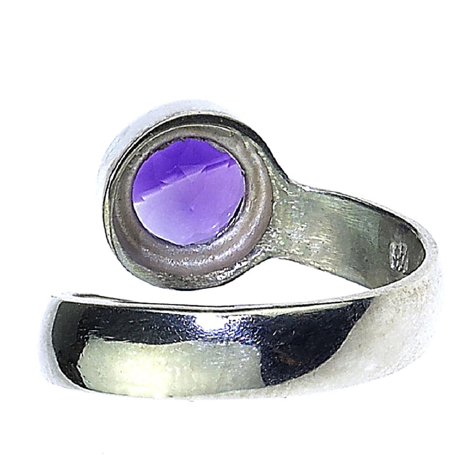 AJD Crossover Amethyst and Sterling Silver Ring with 14K gold accent   In New Condition In Raleigh, NC