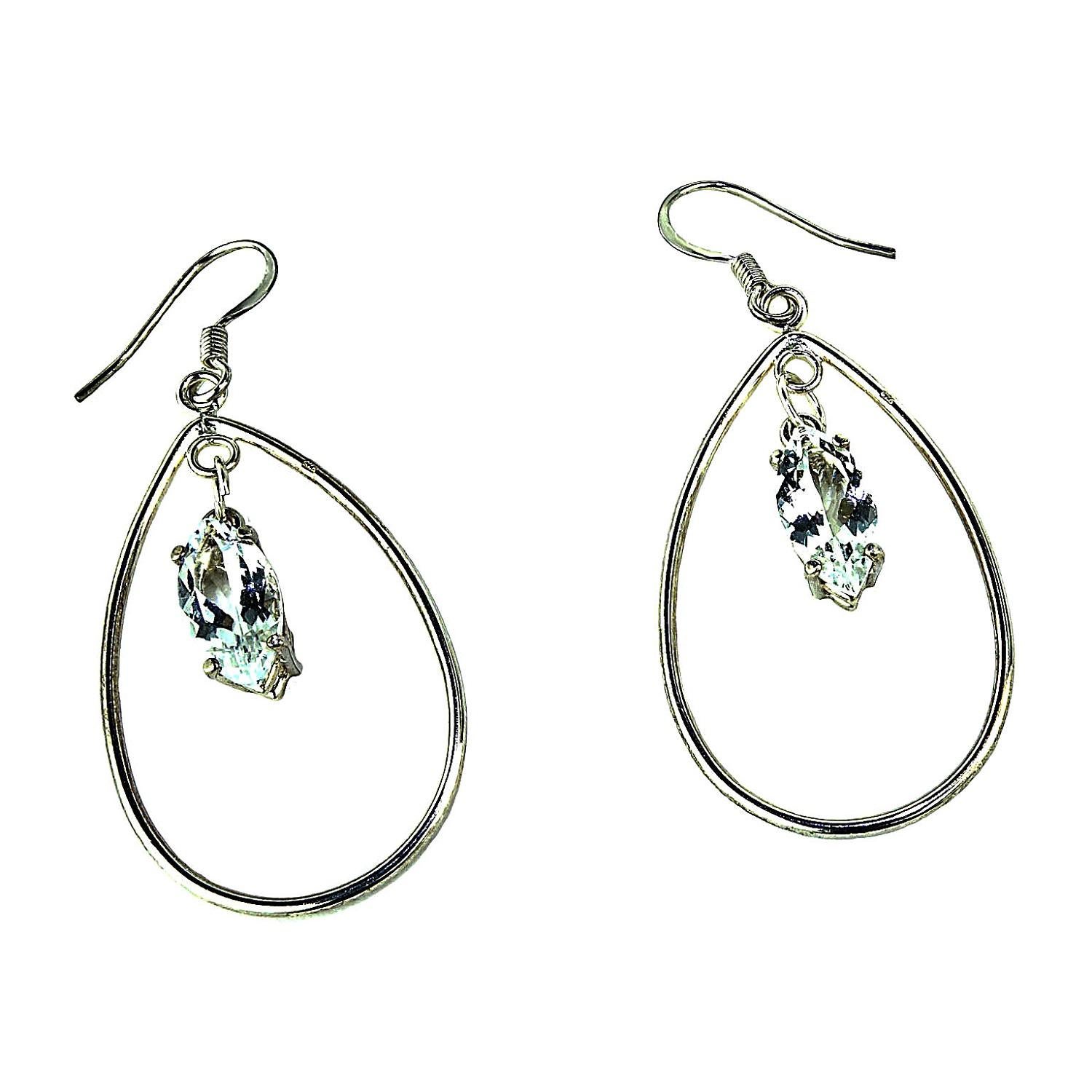 AJD Earrings of Sterling Silver Teardrops with Sparkling Sri Lankan Spinel In New Condition In Raleigh, NC