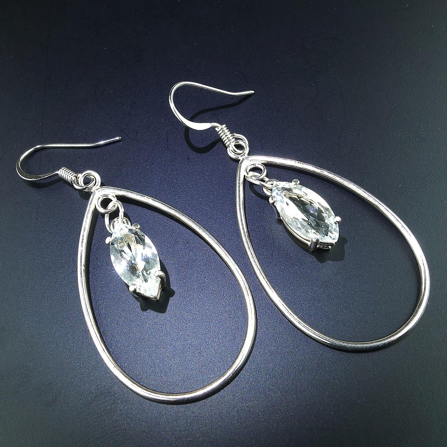 AJD Earrings of Sterling Silver Teardrops with Sparkling Sri Lankan Spinel 3