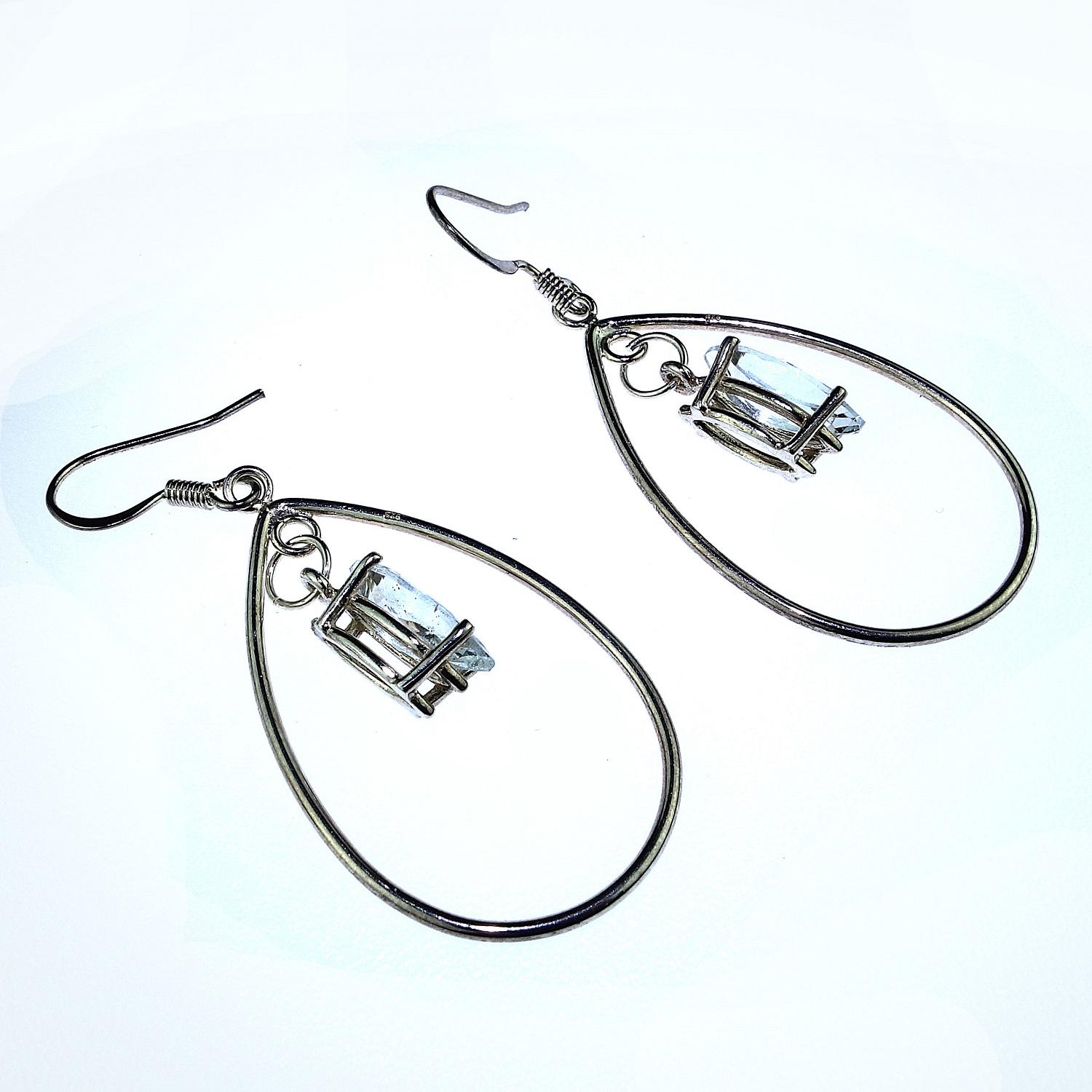 AJD Earrings of Sterling Silver Teardrops with Sparkling Sri Lankan Spinel 4