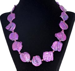 AJD RosayPurple Amethyst Farbe Münzperlen & Rose of France 19" Halskette