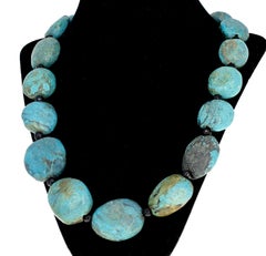 AJD Super Dramatic Large Turquoise & Black Sparkling REAL Spinel 23" Necklace