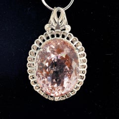 AJD Huge Gorgeous 25 Cts Fiery RARE Morganite Sterling Silver Pendant