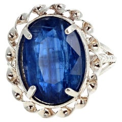 AJD Real Nepalese 8.06 Cts Natural Kyanite Sterling Silver Cocktail Ring