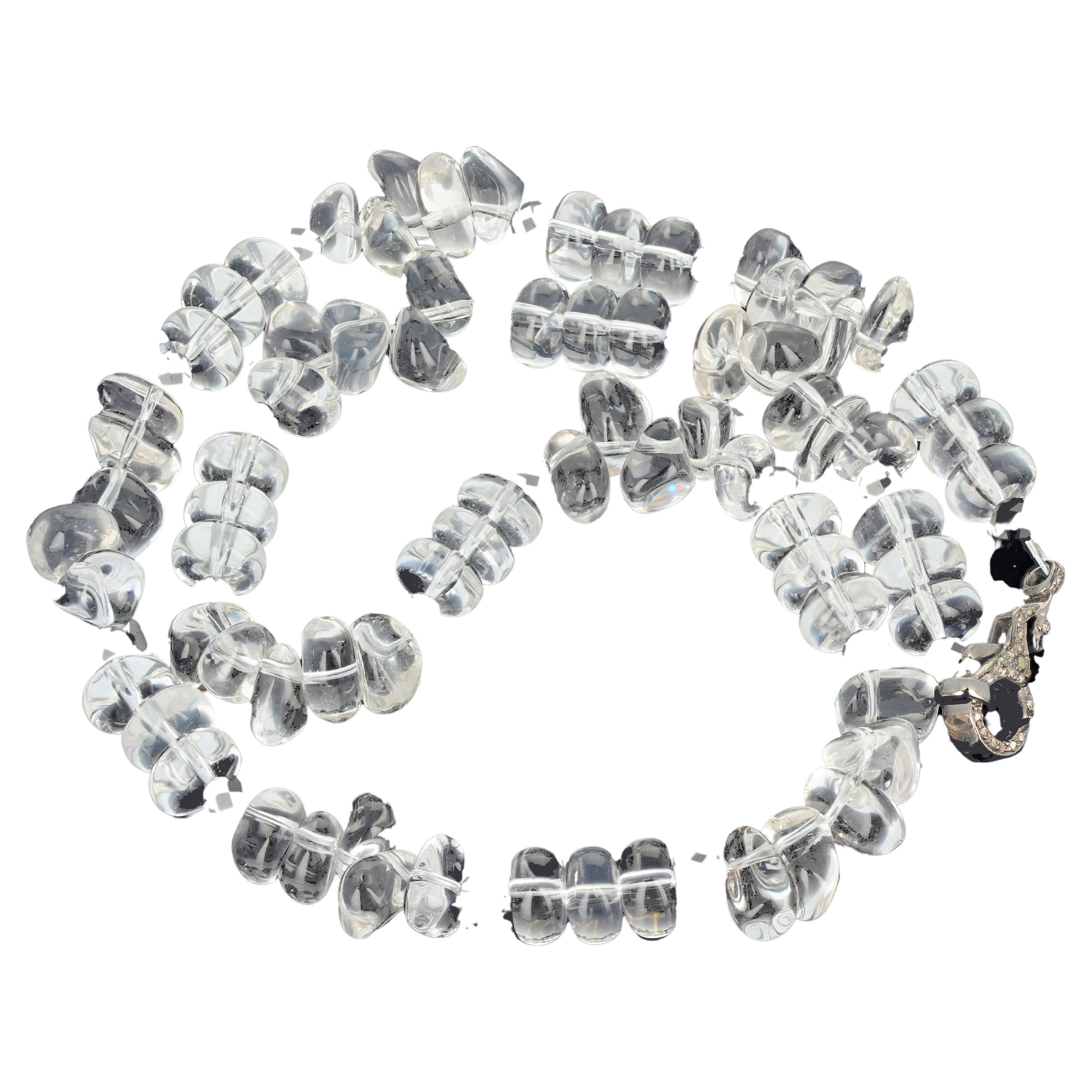 This  beautiful 17.5 inch natural Quartz necklace is enhanced with glittering gem cut real natural black Spinel and set with a darkened sterling silver diamond encrusted hook clasp.  The flip-flop of the gemstones makes it show off romantically. 