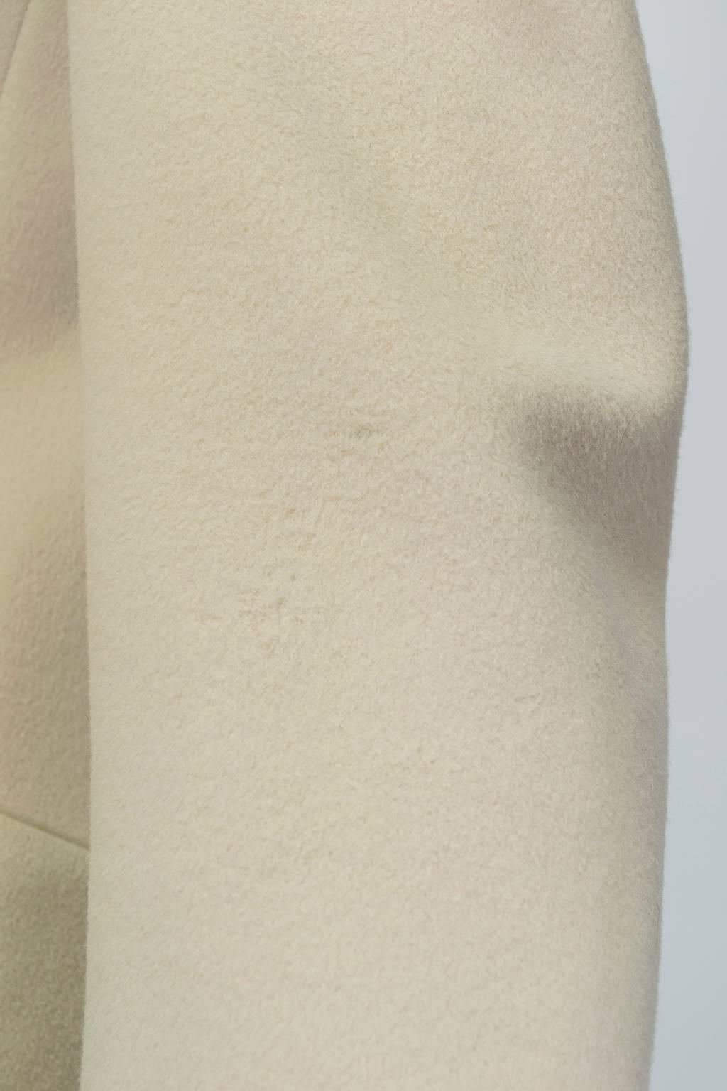 Ivory Cashmere Princess-Cut Military Trench Coat – I Magnin, 1970s 3