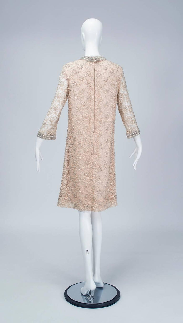 Nude Beaded A-Line Babydoll Dress with Pearl Collar and Cuffs, 1960s ...