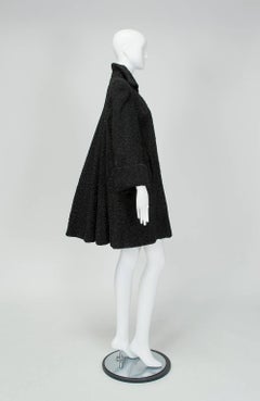 Ultra-Heavyweight Astrakhan Trapeze Swing Coat, 1950s