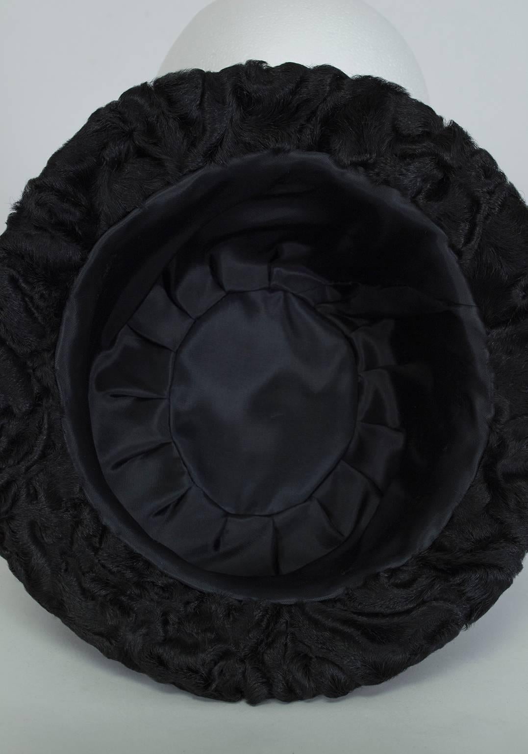 Black Astrakhan Bowler Hat, 1950s 2