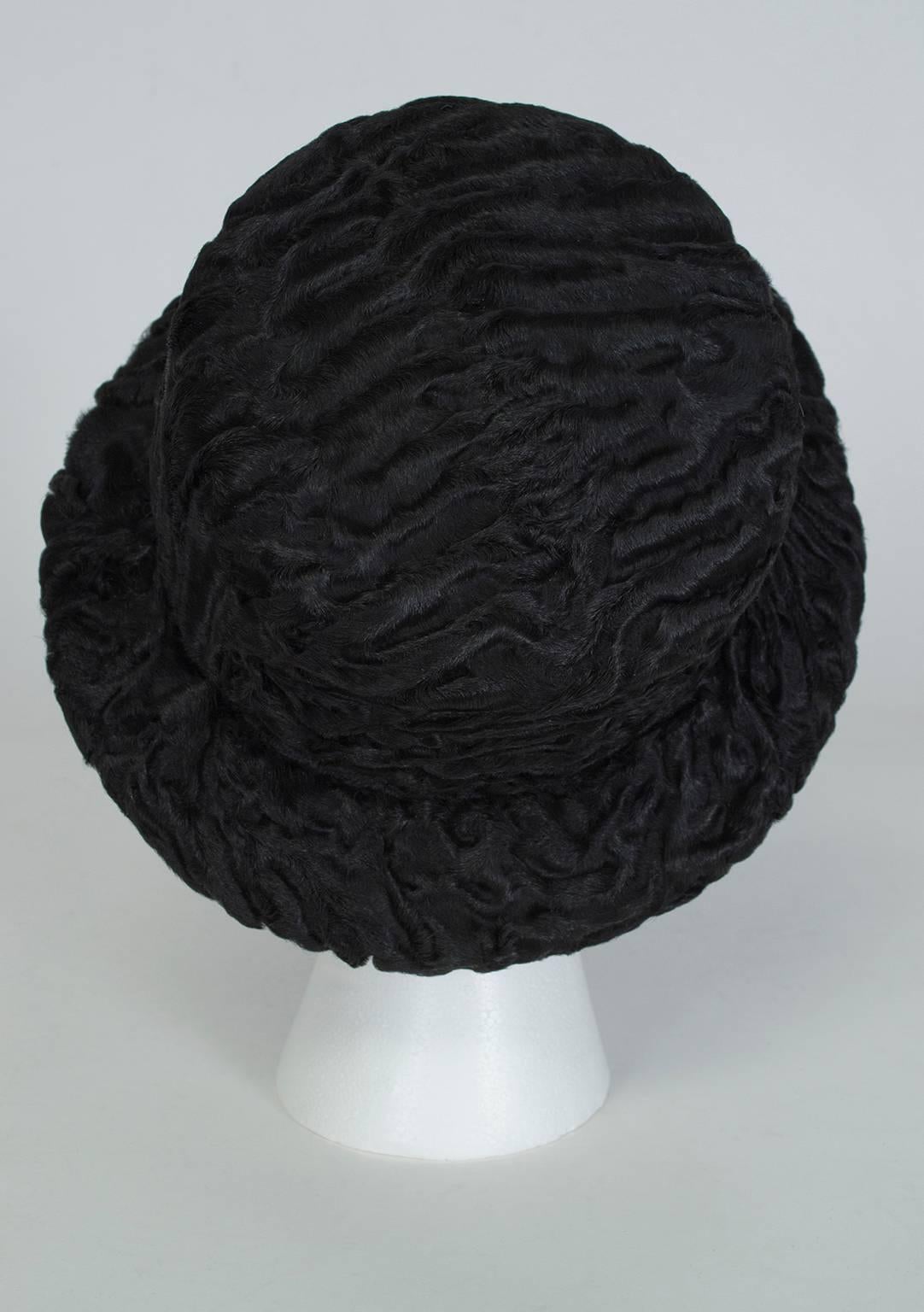Women's Black Astrakhan Bowler Hat, 1950s