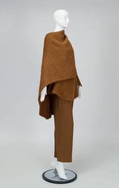 Donna Karan Copper Teddy Bear Alpaca Cape and High Waist Trouser Set- S-M, 1990s