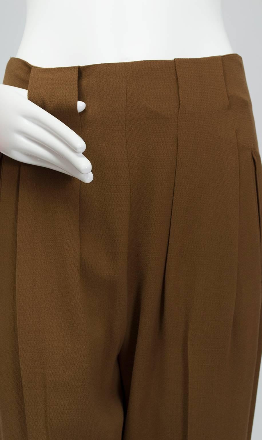 Donna Karan Copper Teddy Bear Alpaca Cape and High Waist Trouser Set- S-M, 1990s 1