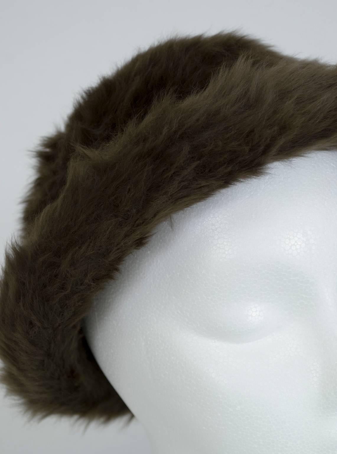 James Galanos Brown Toscana Shearling Fur Bowler Hat - S, 1980s In Excellent Condition For Sale In Tucson, AZ