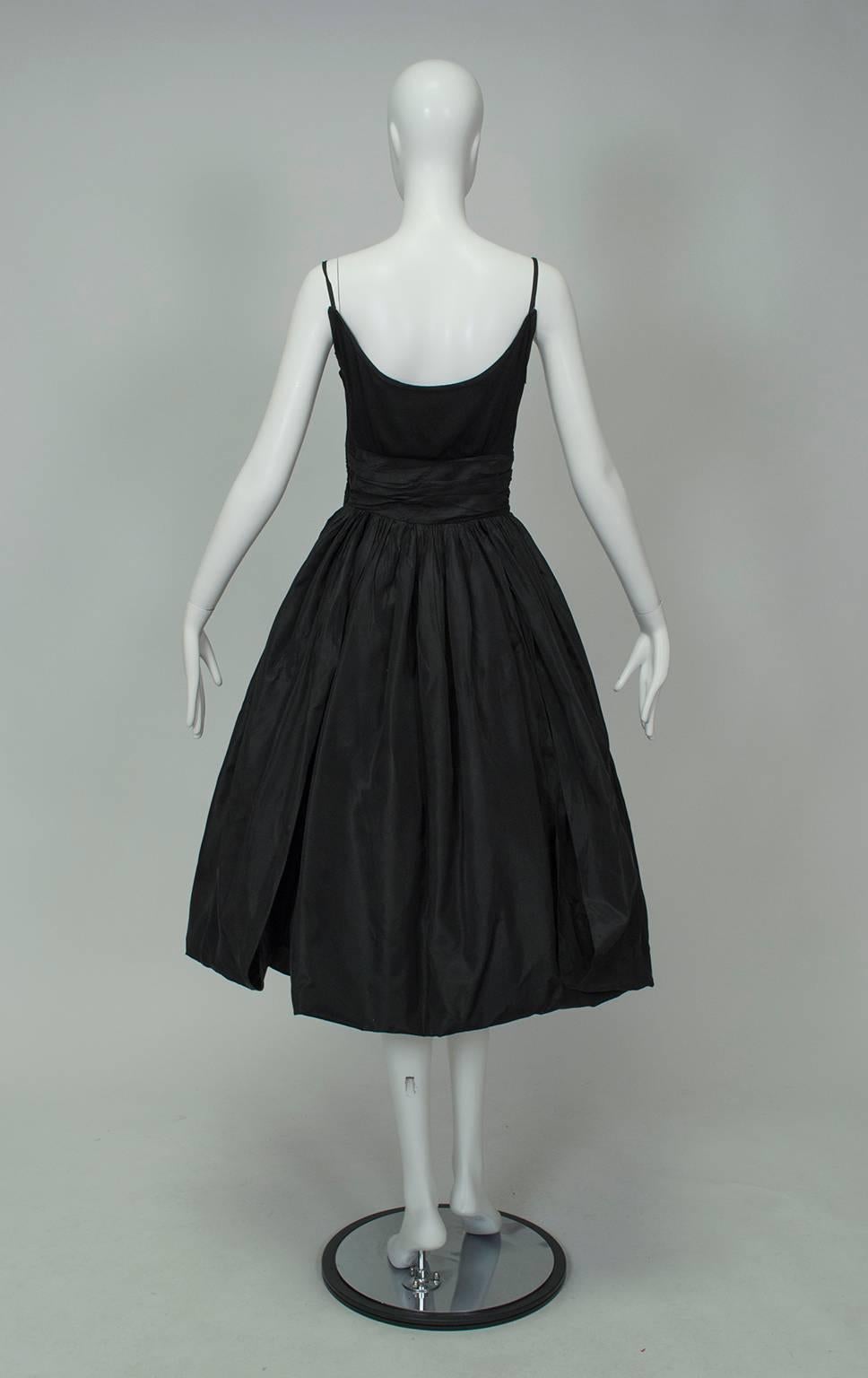 Robe Sabrina noire avec nœud à l'épaule et jupe Looping - XS, années 1950 Pour femmes en vente