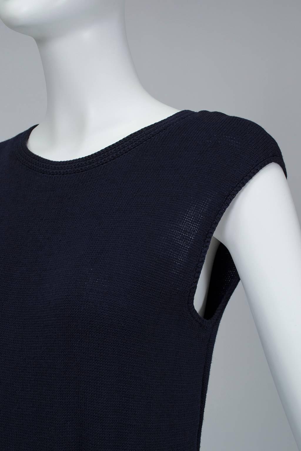 Norman Norell Navy Knife Pleat Knit Dress, 1960s 2