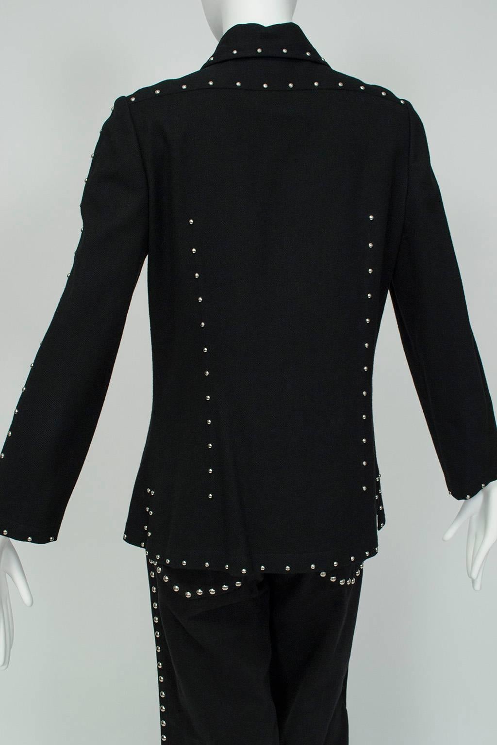 Ensemble Graceland en laine noire et argentée à clous cloutés en forme de cloche d'élevage, taille S-M, années 1960 Pour femmes en vente