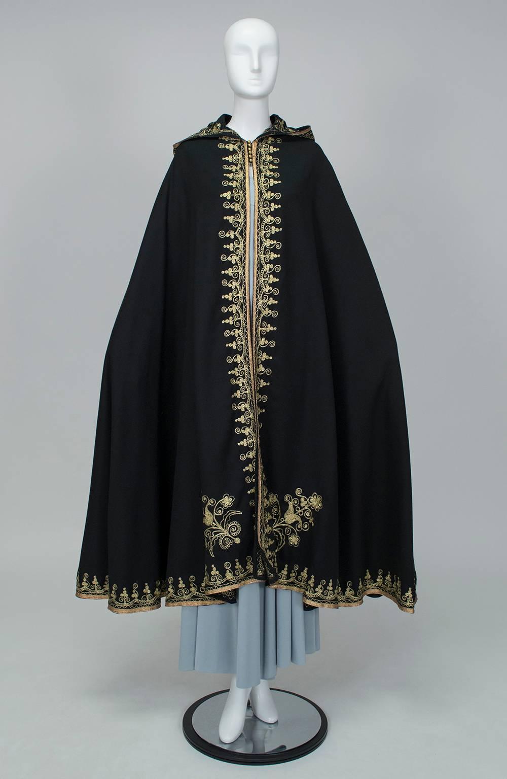 Moroccan Gold Embroidered Cloak with Tasseled Hood, 1960s at 1stDibs ...