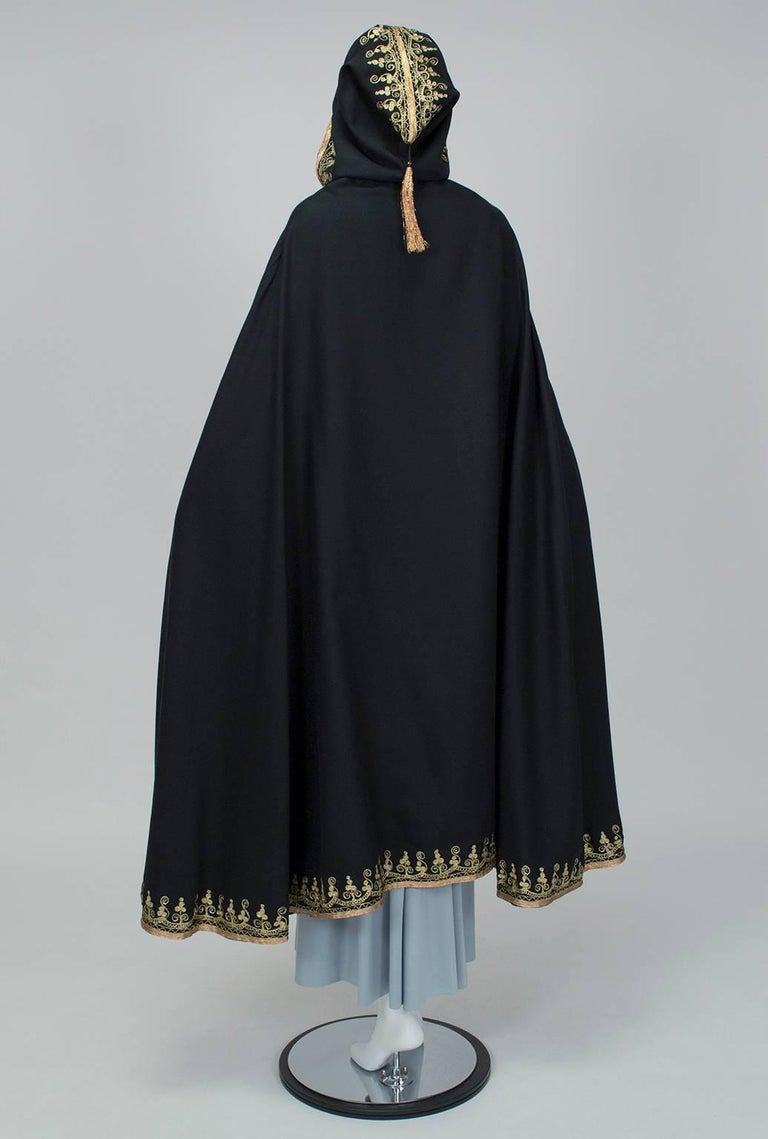 Exotic Gold Embroidered Cloak with Tasseled Hood, 1960s For Sale at 1stdibs