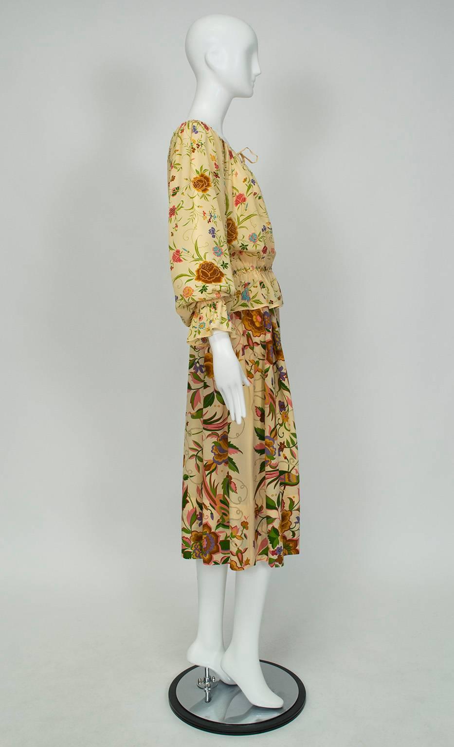 Deanna Littell French Provincial Floral Peasant Blouse and Midi Skirt ...