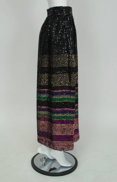 Rainbow Stripe Pavé Sequin Hostess Skirt, 1970s
