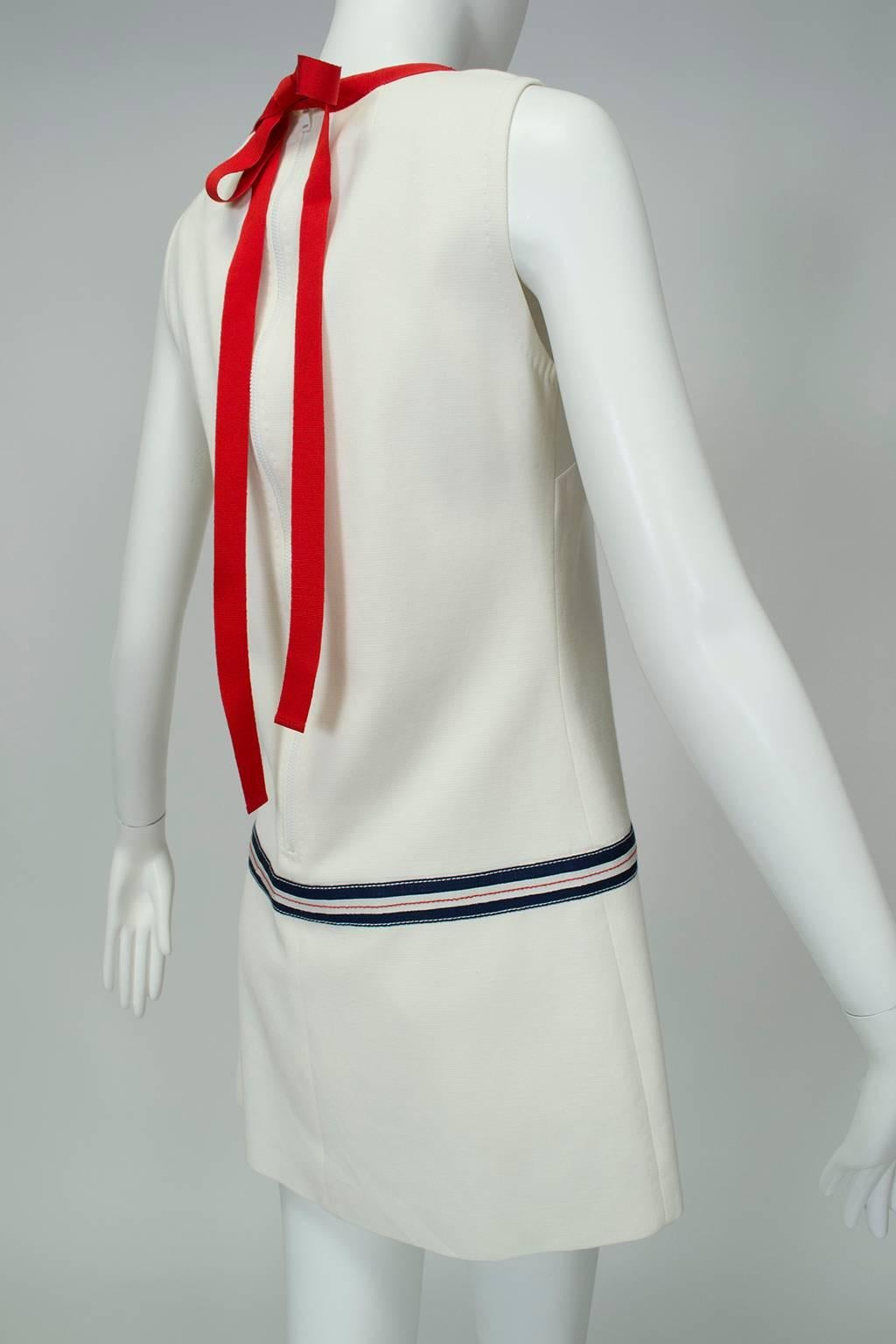 Gray Dolce & Gabbana Mod Mini Dress with Nautical Trim and Rear Bow - Small, 2005