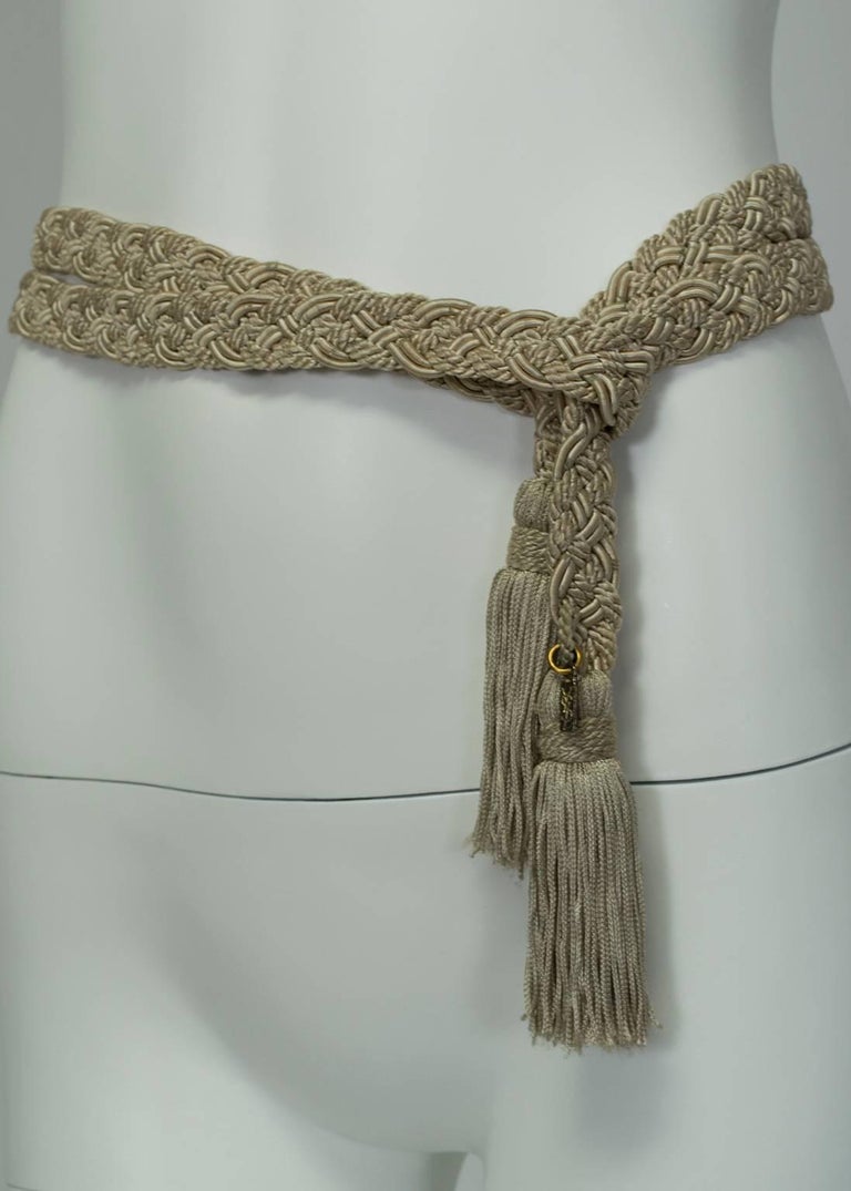 Yves Saint Laurent YSL Woven Silk Rope Tassel Belt, 1970s at 1stDibs