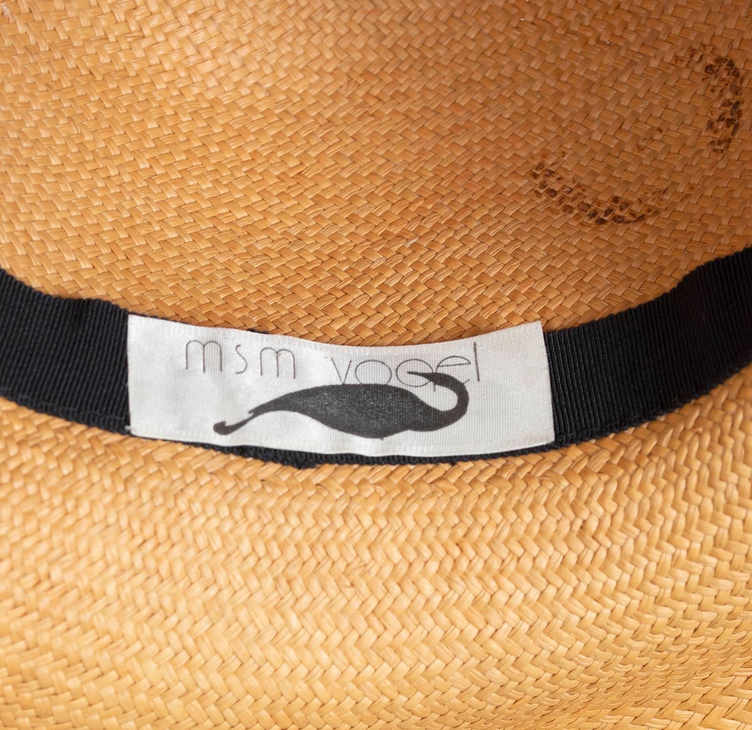 Natural Straw Bucket Sun Hat with Black Grosgrain Trim, 1960s 1