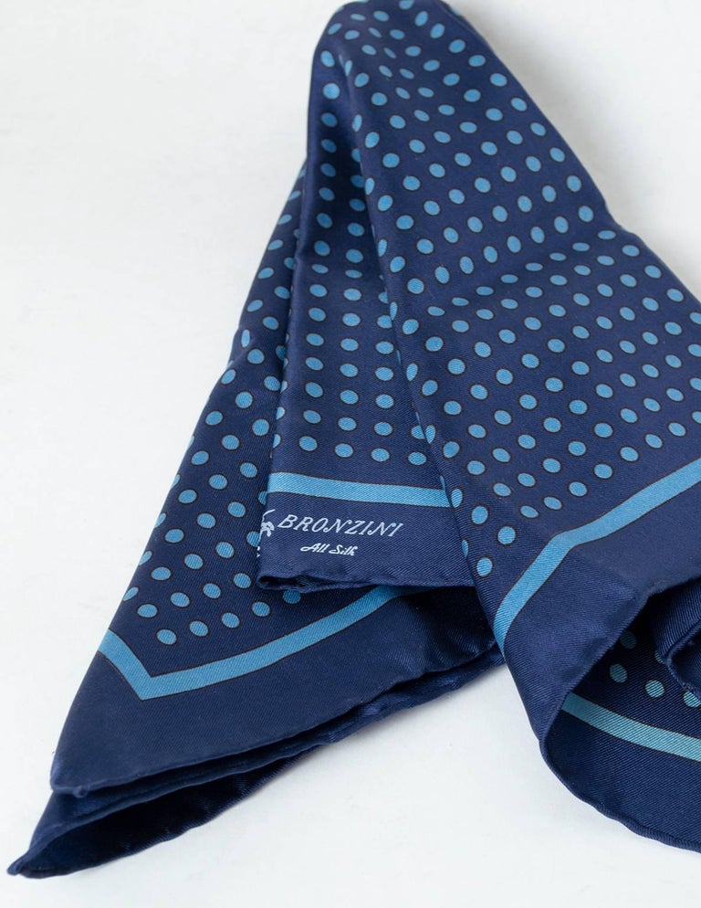 Bronzini Marine Blue Silk Pocket Square Scarf - 16", 1960s For Sale at  1stDibs | italian silk scarves