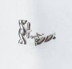 Swank Silver Twist Toggle Back Cuff Links, 1960s
