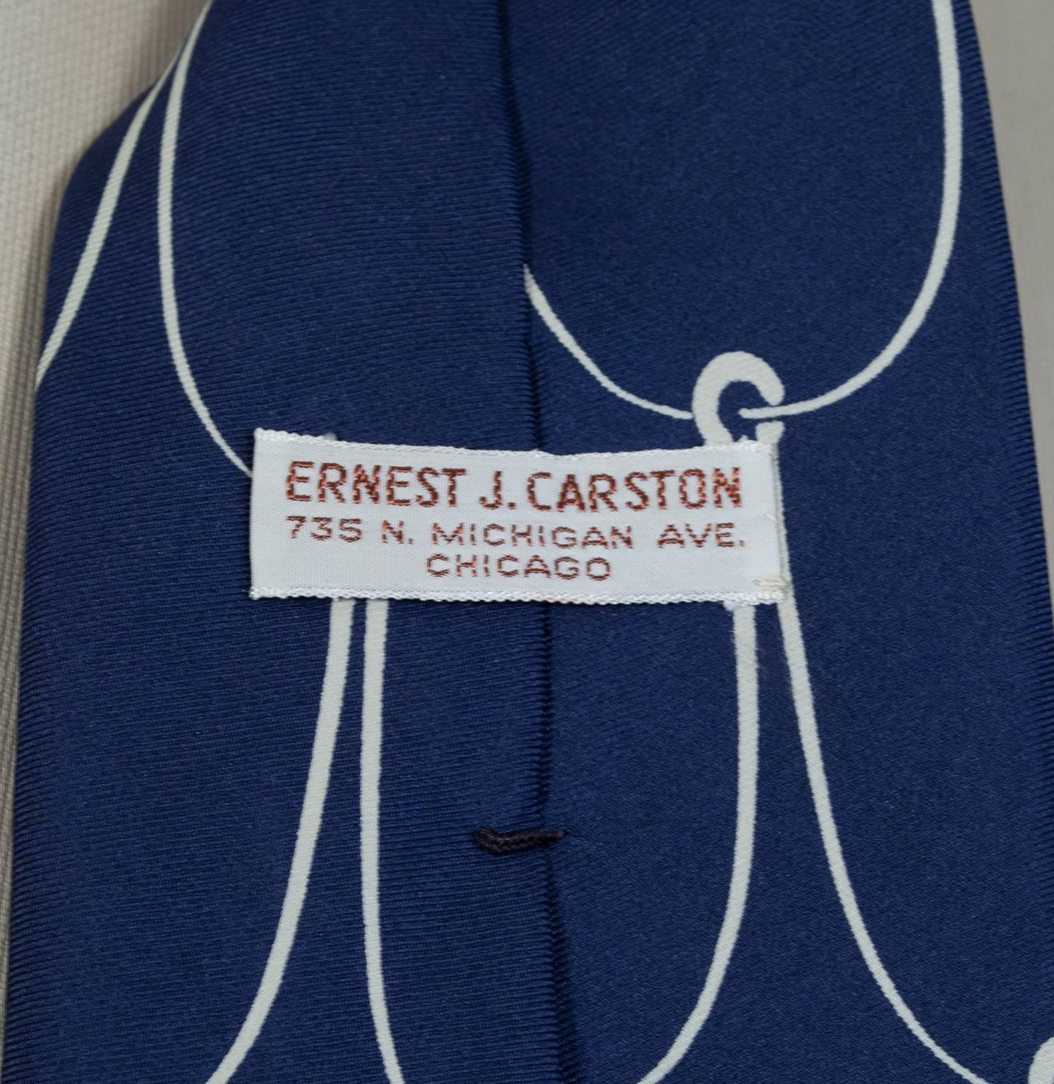 Herren Marineblaue Seiden-Fischhaken-Halskette mit nautischem Motiv – Chicago, 1970er Jahre im Angebot 1